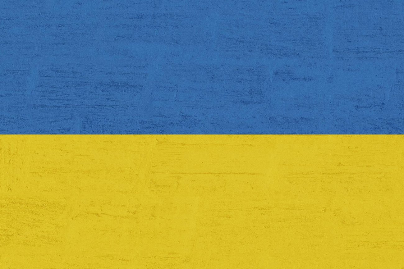 Bandiera Ucraina dipinta su muro