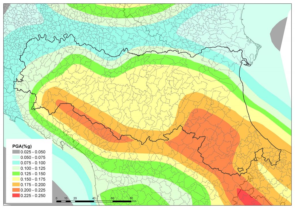 Terremoto. Cartina rischio sismico a cura di Emilia Romagna Meteo